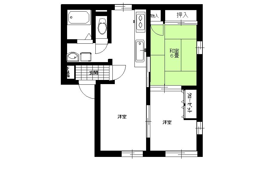 イースタンヒルズ(2LDK/1階)の間取り写真