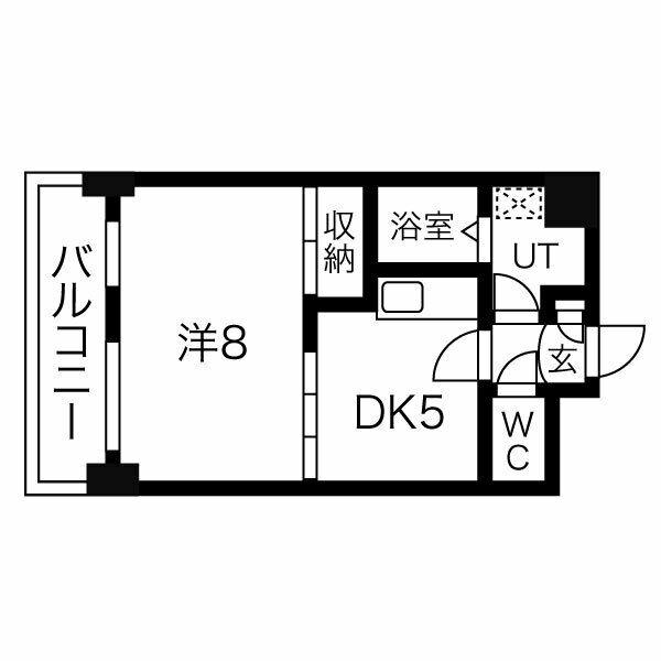 アートパレス壱番館(1DK/6階)の間取り写真