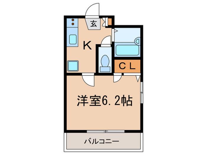 フローラルハイツ(1K/4階)の間取り写真
