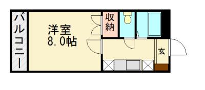 サザンコート(1K/3階)の間取り写真