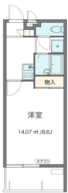 レオネクストプランドール真嘉比(1K/2階)の間取り写真