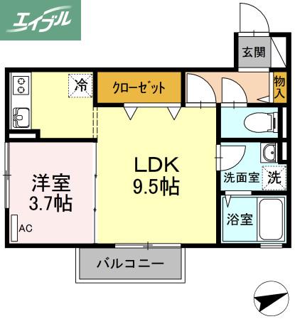 グランドソレーユ(1LDK/1階)の間取り写真