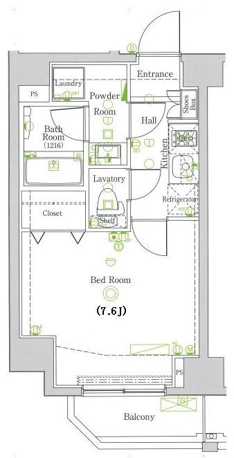 グラントゥルース本郷(1K/6階)の間取り写真