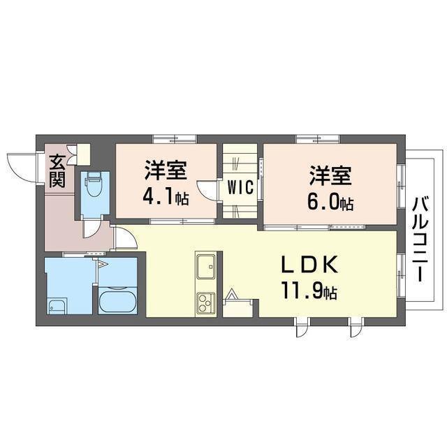 オータムガーデンB(2LDK/3階)の間取り写真