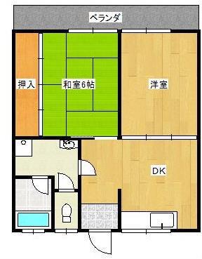 ヨシコーポ I(2DK/1階)の間取り写真