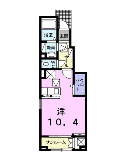 ホワイトハーツ(ワンルーム/1階)の間取り写真
