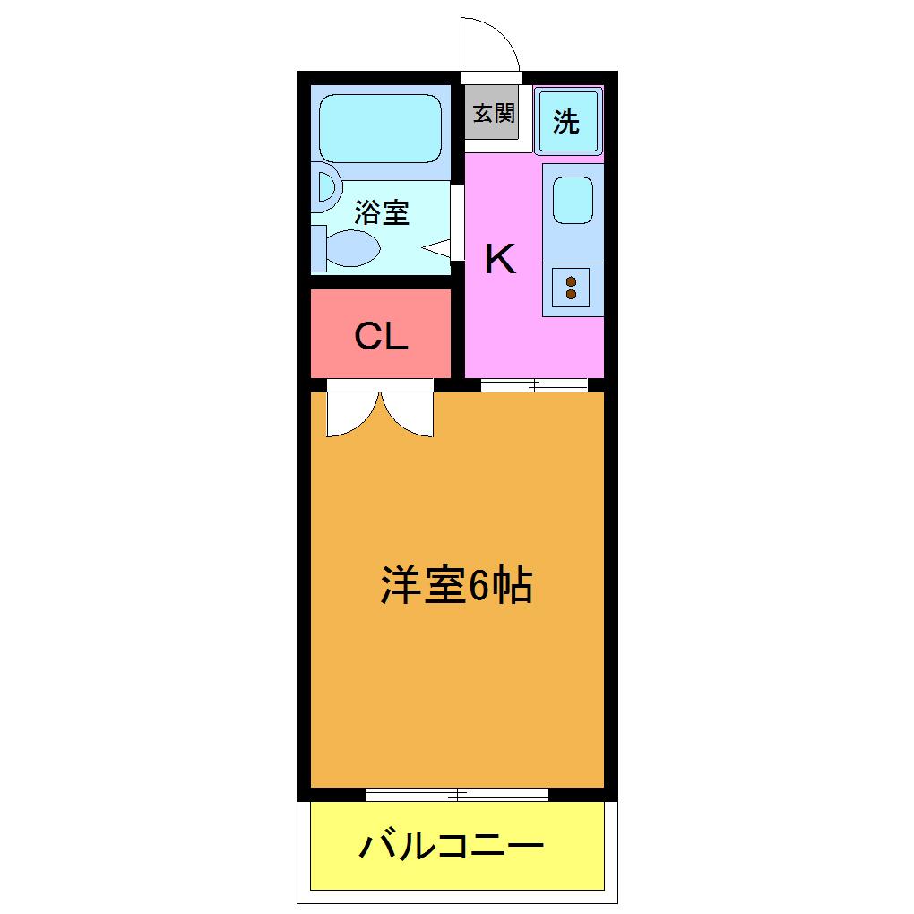 コーポT&T平石(1K/2階)の間取り写真