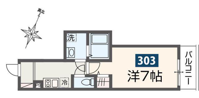MELDIA長沼II(1K/3階)の間取り写真