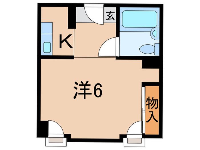 明賢三宮東ビル(1K/2階)の間取り写真