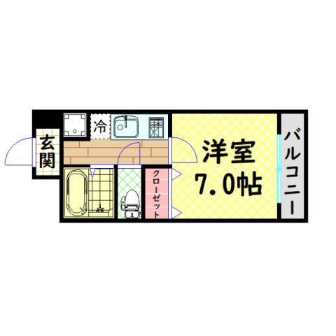 グラマシー心斎橋東(1K/7階)の間取り写真