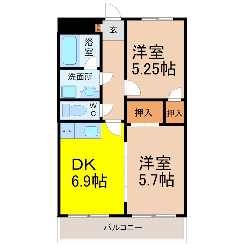アドミール・大曽根(2DK/4階)の間取り写真