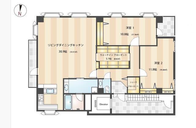 オフィスニューガイア浜松町NO.17(2LDK/11階)の間取り写真