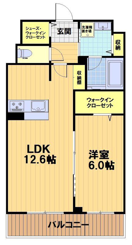 KCCフラット西京極(1LDK/1階)の間取り写真