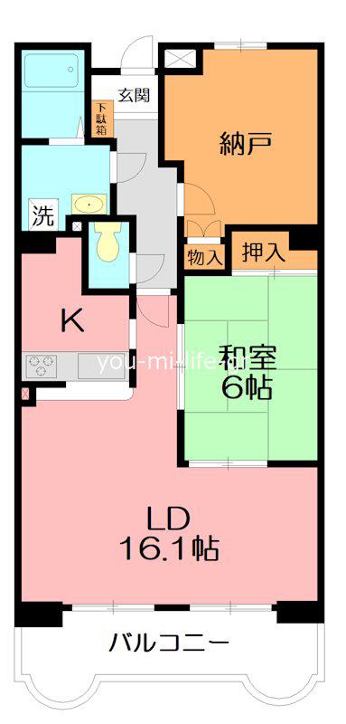 サンジュネス湘南(2LDK/4階)の間取り写真