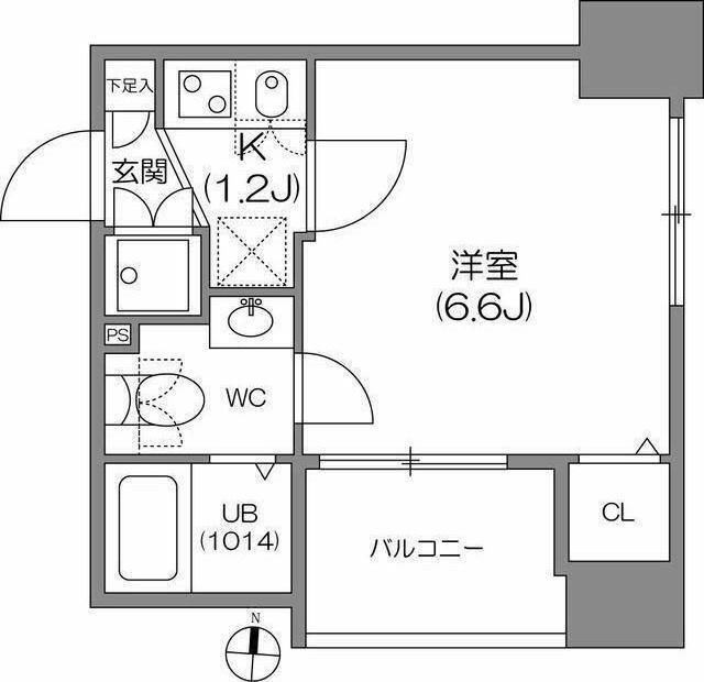 アジールコート中野坂上(1K/6階)の間取り写真