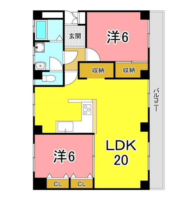フィッシャーズビル(2LDK/2階)の間取り写真