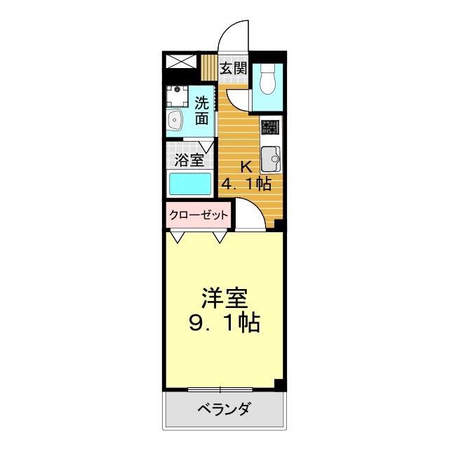 サンエバー貴船(1K/2階)の間取り写真