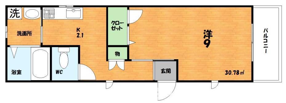 マハロハイツII(1K/1階)の間取り写真