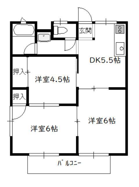 矢野コーポ(3DK/2階)の間取り写真