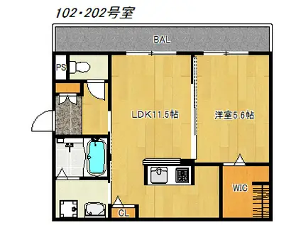 プランドール(1LDK/2階)の間取り写真