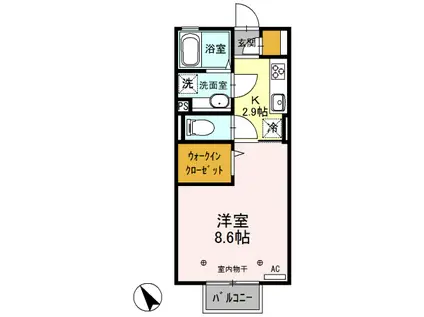 カーサ ルデルソ(1K/1階)の間取り写真