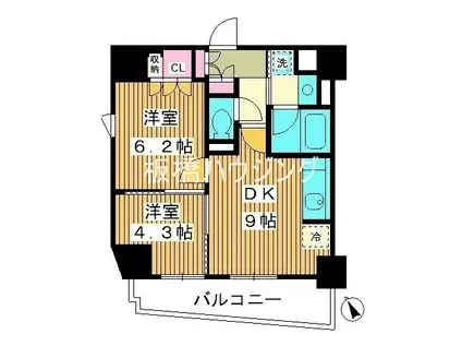 パークアクシス新板橋イースト(2DK/10階)の間取り写真