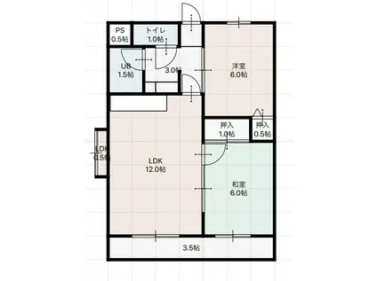 幸ハイツ(2LDK/3階)の間取り写真