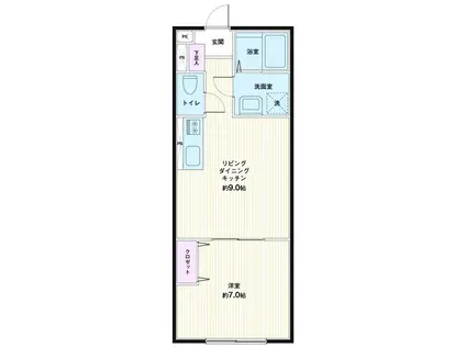 Lコーポ西一之江(1LDK/2階)の間取り写真