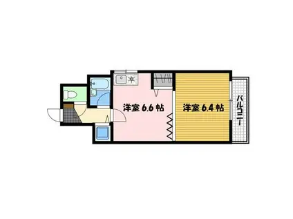 クオーレ鍛冶屋町(1DK/4階)の間取り写真