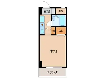 シェトワ城東(1K/6階)の間取り写真