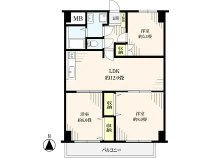 シティファイブB棟(3LDK/4階)の間取り写真