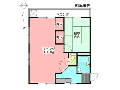 馬場ハイツ(1LDK/3階)の間取り写真