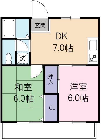 コーポ蔵(2DK/1階)の間取り写真