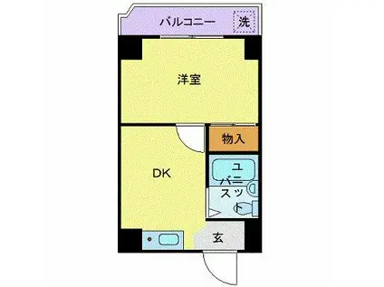 ビューライド川崎(1DK/2階)の間取り写真