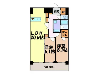 グランルクレ新栄イースト(2LDK/9階)の間取り写真