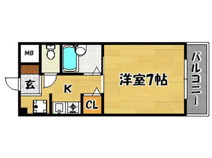 第15東昌ハイツ(1K/6階)の間取り写真