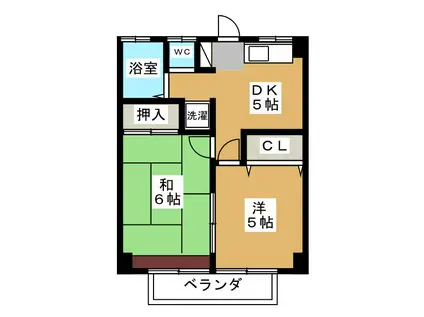 ハッピーホーム浜田(2DK/3階)の間取り写真