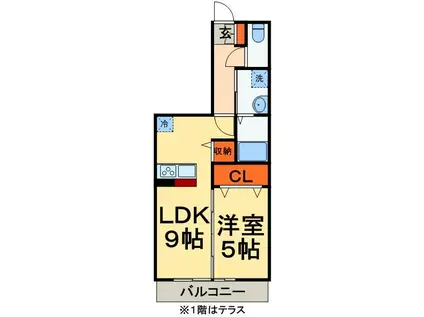 ルラシオン(1LDK/3階)の間取り写真