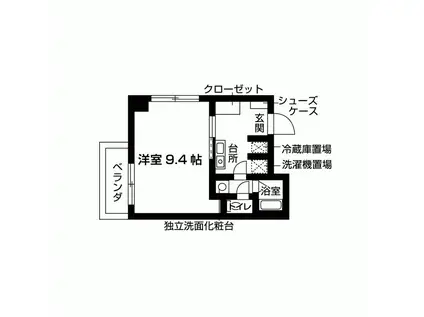 ヴァントゥール本厚木(1K/2階)の間取り写真