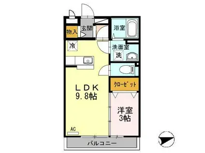SEJOURウエノ(1LDK/2階)の間取り写真