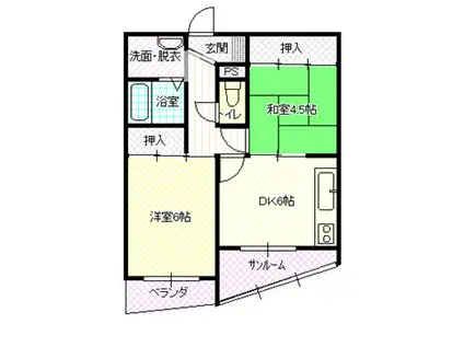 マンションリバーポート(2DK/4階)の間取り写真