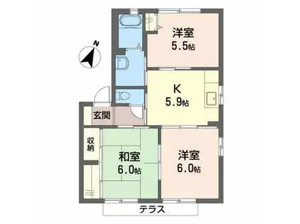 シャーメゾンさくら坂(3K/1階)の間取り写真