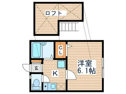 カサパドレ武蔵小金井(1K/2階)の間取り写真