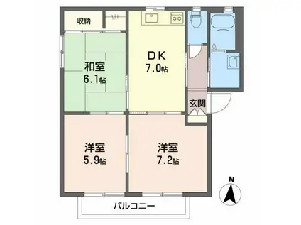 メゾン ド パレイル(3DK/2階)の間取り写真