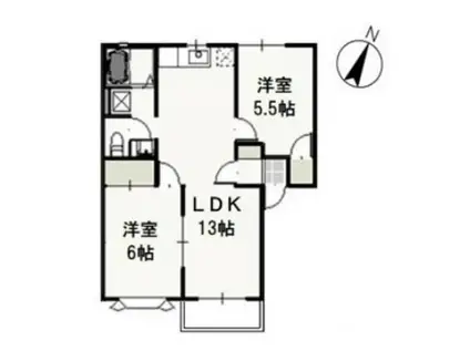 グリーンパーク西辛川C(2LDK/2階)の間取り写真