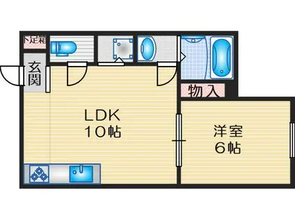 末広マンション(1LDK/4階)の間取り写真