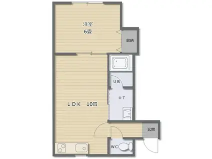 エクセレントハウスII(1LDK/1階)の間取り写真