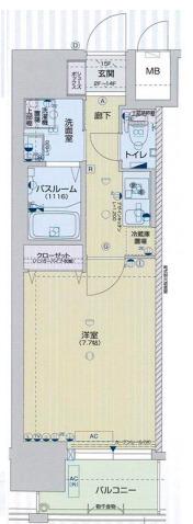 ピアグレース神戸(1K/12階)の間取り写真