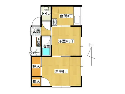 コーポ南十字星(2K/1階)の間取り写真