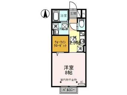 ルノン A棟(1K/1階)の間取り写真